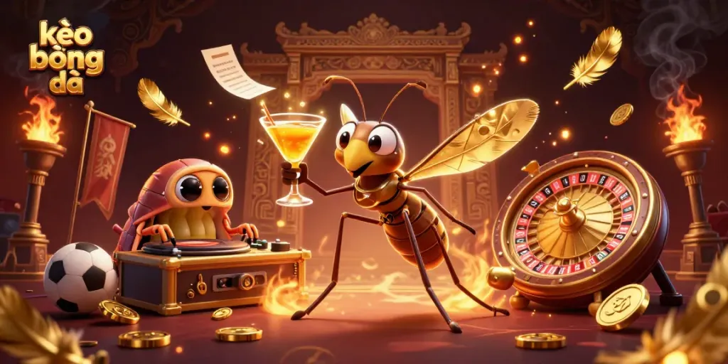 Engage in kèo bóng đá with a vibrant 3D scene demonstrating sports betting action.